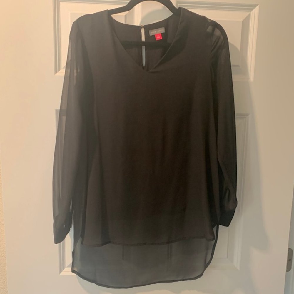 Vince Camuto Lined Chiffon V-Neck Blouse